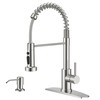 FORIOUS Kitchen Faucet with Soap Dispenser, Brushed Nickel Stainless Steel
