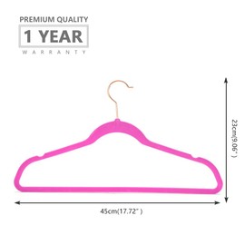 MOGI'S Premium Velvet Hangers (Pack of 50) Heavyweight - Non Slip - Velvet Suit Hangers Pink - Copper/Rose Gold Hooks,Space Saving Clothes Hangers (Pink)