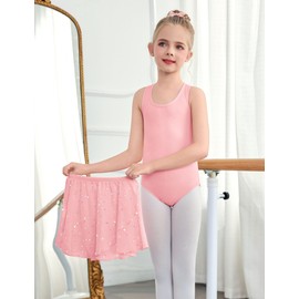 Zaclotre Ballet Leotards for Girls Toddler Sleeveless Hollow Back Dance Dress Outfit with Removable Skirt Combo