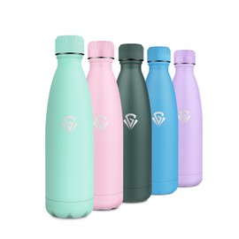 Stainless Steel Water Bottle, 500 ml, Thermos Flask, BPA-Free, Insulated Flask, Leak-Proof, Thermos Flask, Double-Walled for Sports, Bike, Office, Outdoor, Travel, School,