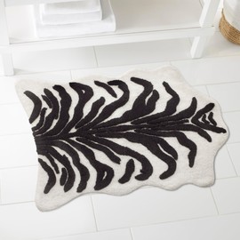 Nicole Miller - Bath Mat, Cotton Bath Rug with Non-Skid Latex Backing, Dorm Room Essentials (Sydney Black/White, 20" x 32")