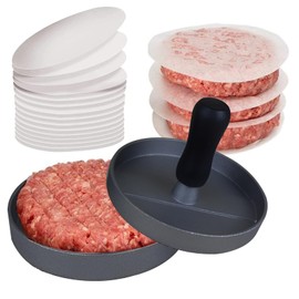 Burger Press with 100 Wax Paper Non-Stick Meat Patty Hamburger Press Burger Maker for BBQ, Baking, Stuffed Burgers, Beef Burger