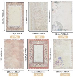 SUPERFINDINGS 140Pcs 6 Styles Flower Vintage Paper Lace Edged Scrapbook Stationery Paper Junk Journal Supplies Cardstock Paper Pads for DIY Scrapbooks Planner Journals Crafts