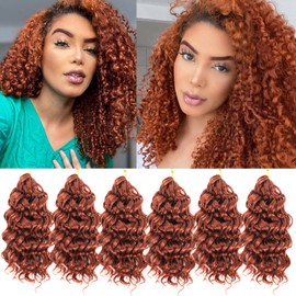 Gogo Curl Crochet Hair 8 Inch 6 Packs Short Beach Curl Water Wave Curly Crochet Braids Hair , Deep Wave Synthetic Braiding Hair Extensions for Black Women(8 inch, 350 #)