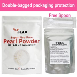 iFEiER Pure Freshwater Pearl Powder for Skincare and Homemade Cosmetics Grade. 80g(2.82oz) SuperFine Pearl Powder for DIY lotions | creams | serums | making face mask, Natural and Oranic