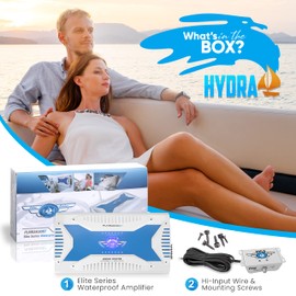 Pyle 2.1 Bluetooth Marine Amplifier Receiver - Waterproof 6 Channel Wireless Bridgeable Audio Amp for Stereo Speaker with 2000 Watt Power Dual MOSFET Supply GAIN Level and LED Indicator - PLMRA630BT