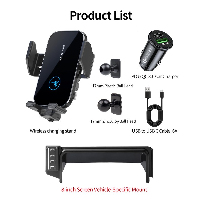 Wireless Charger Car Phone Holder for Ford Bronco Sport 2021-2024,8"
