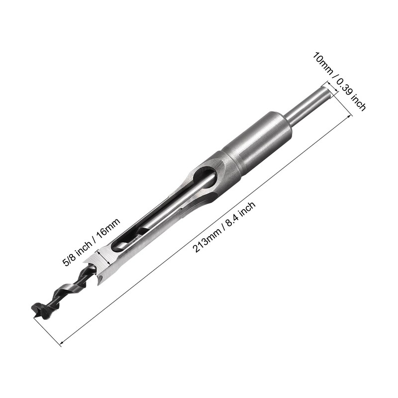 uxcell Square Hole Drill Bits for Wood 5/8" x 213mm