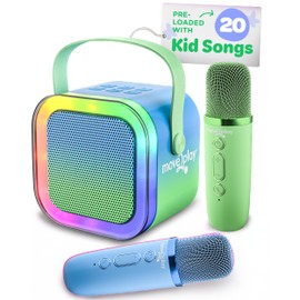 Move2Play, máquina de karaoke para niños | Incluye más de 20 canciones para niños | 2 micrófonos | Conéctate con Bluetooth | Regalo de 3, 4, 5, 6, 7+ años | Juguete para niñas, niños y niños pequeños
