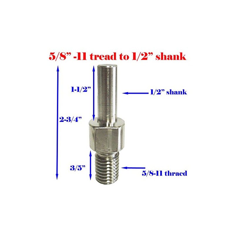 MTP Core Drill Bit Adapter 5/8"-11 Thread Male to 1/2”