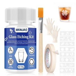 WANJAO Glass Etching Kit, Long-Lasting with Etching Stencils, Gloves Paper Tape for Glass, Mirror, Ceramic and Other Materials