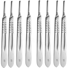 Scalpel Handle Flat Design, Plain with Grip Grooves - Stainless Steel Scalpel Handle - for Taxidermy, Crafts, Wood Carving, Wax Carving, and More. Blades Not Included (10, Handle #4)