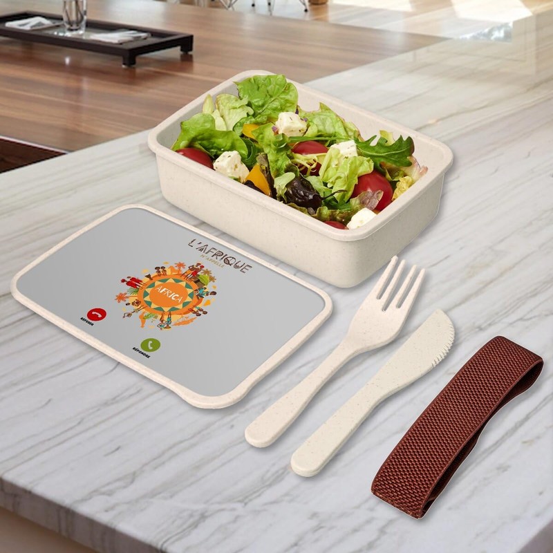 Fabulous Lunch Box Lunchbox mit Besteck, grau, Motiv: Afrique M'Appelle