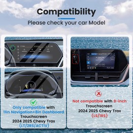 XCNGSUA 2PACK 2024 2025 2026 Trax Screen Protector for 2026 2025 2024 Chevy Trax (LT/2RS/ACTIV) Screen Protector Glass 2024 2025 2026 Trax (11in Nav.+8in Dash) Touchscreen Display Accessories[Not for Trax 8 Inch]
