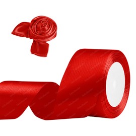 Red Solid Satin Ribbon, 2 Inch x 25 Yards Silk Fabric Ribbons for Crafts, Gift Wrapping, Hair Bows, Floral Bouquets, Sewing, Wedding Party Decoration and More