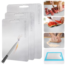 Titanium Cutting Board for Kitchen Stainless Steel Cutting Board Metal Yamato Cutting Boards for Kitchen Dishwasher Safe Charcuterie Boards Charcuterie Board Charcuterie Cheese Pasta Board 1PCS(M)