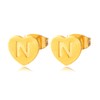 QLYOVWE Heart Initial Stud Earrings 18K Gold Plated Dainty Initial