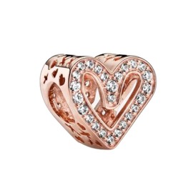 Rose Gold Heart Charm 925 Sterling Silver Pendant,Girl Jewelry Bead Gift for Women Bracelet&Necklace