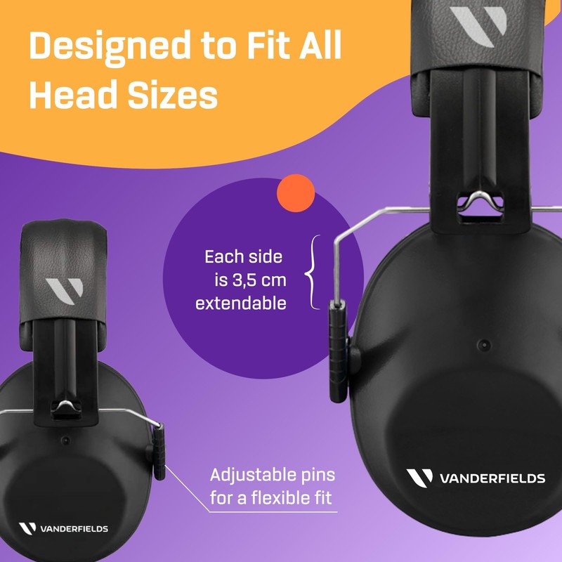 Vanderfields Hearing Protection Ear Muffs for Noise Reduction, 26dB Certified,