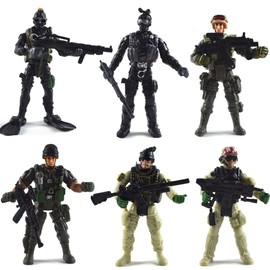 ISAKEN Soldier Play Set, 6 Pieces Military Model Soldier Toy Army Figures Set Toy Figures Set of Army Soldiers Figures Military Model Play Sets Toy Military Play Set for Children