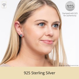 MAX + STONE 10k White Gold 5mm Princess Cut February Birthstone Amethyst Square Stud Earrings for Women