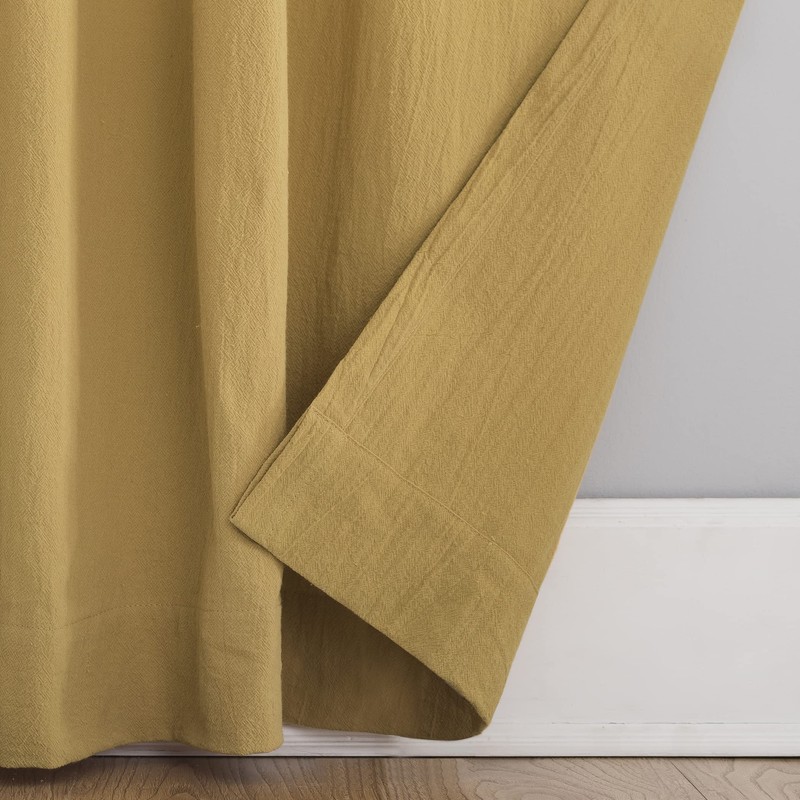 Archaeo Washed Cotton Twist Tab Curtain, 52" x 84", Mustard