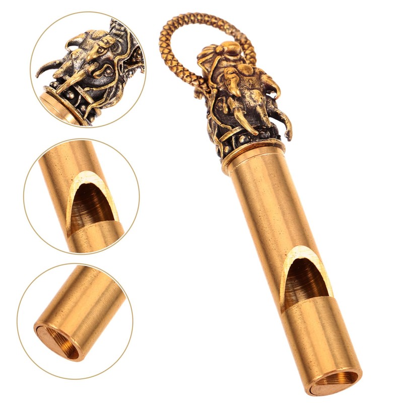 Mipcase Copper Dragon Whistle Keychain Decorative Whistle for Outdoor Survival