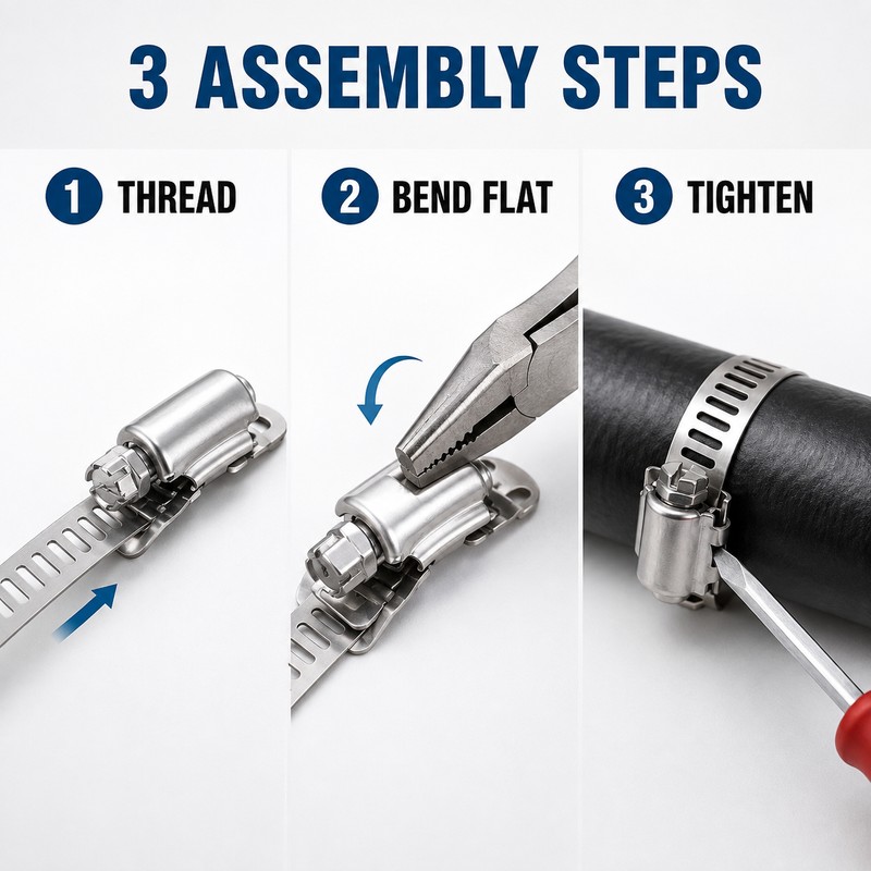 304 Stainless Steel DIY Hose Clamp Kit with Worm Gear