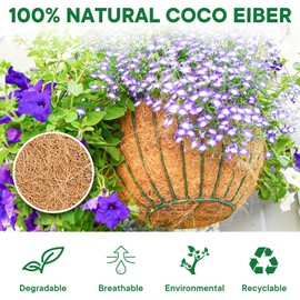 ArtHonor 6 Pcs 14 Inch Coconut Liners for Planters, 100% Natural Coco Fiber Liners for Planters Round Coco Coir Hanging Basket Liners for Flowers Vegetables