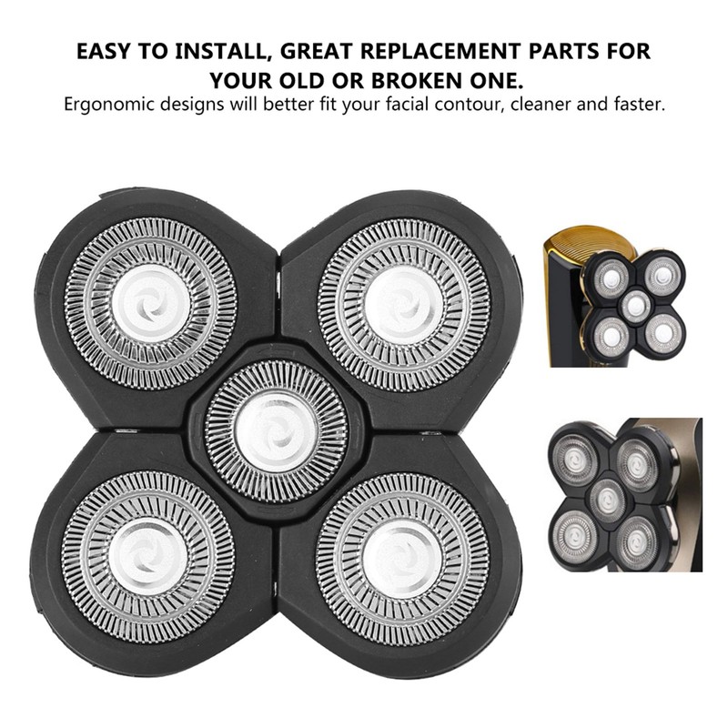 Electric Beard Shaver 5 Blade Rotating Head Waterproof Accessory Replacement