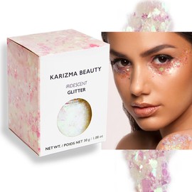 KARIZMA Iridescent Glitter. 30g Chunky Face Glitter, Hair Glitter, Eye Glitter and Body Glitter for Women. Rave Glitter, Festival Accessories, Cosmetic Glitter Makeup. Loose Glitter Set