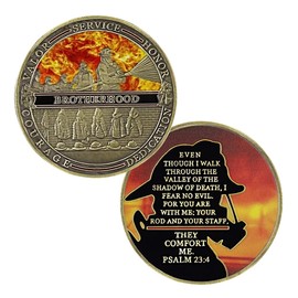 BHealthLife Fire Helmet Firefighters Creed Challenge Coin Fire Department Retire Thank You Gift Coin Collection