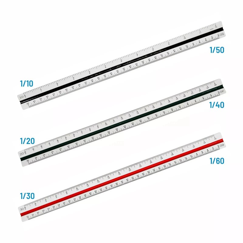 Alvin Rare Alvin 241B Engineer Scale 12in Triangular Drafting Ruler