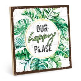 TypeStoff HS-01191 Wooden Sign with Saying - Happy Palce - Vintage Look with Quote as Gift and Decoration on Favourite Place Theme