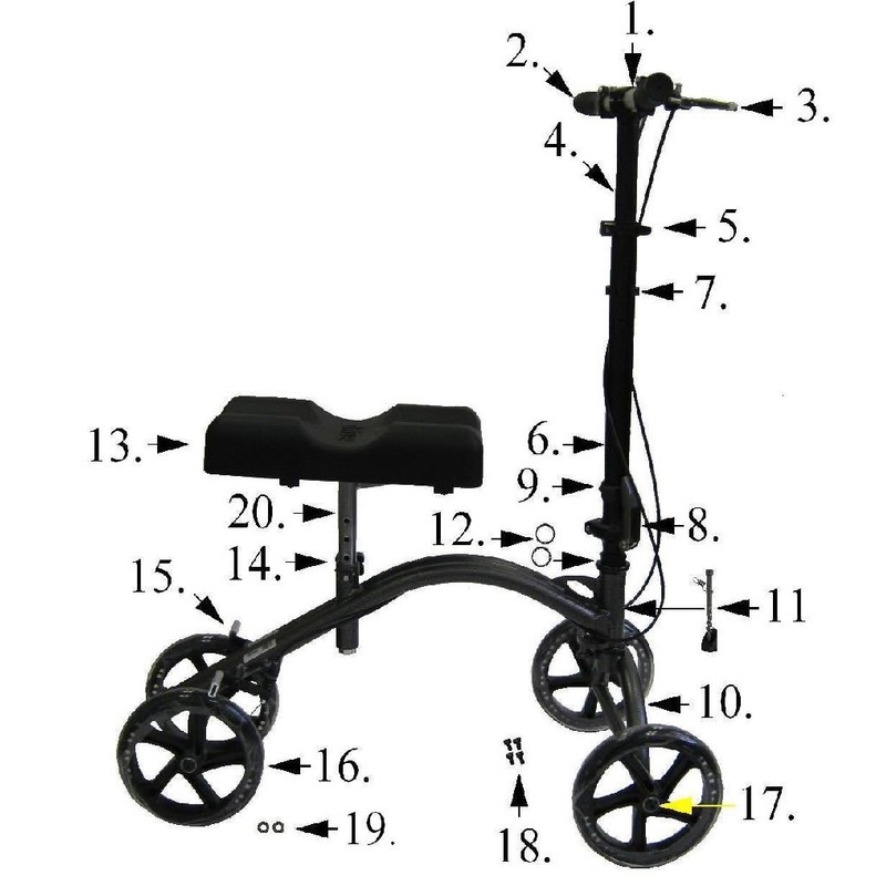 Replacement Parts for Drive 790/796/DV8 Knee Walkers - 19.Front Wheel
