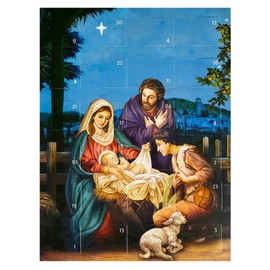 Nativity Manger Scene Advent Calendar, Christmas Countdown with 24 Daily Flip Tabs, Religious Seasonal Family Activity, 11 Inches
