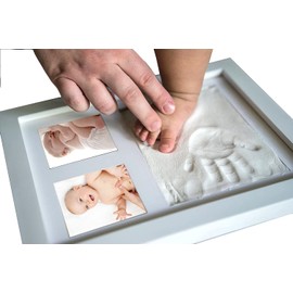 Discoball Baby Handprint Kit and Footprint Picture Frame Clay Kit, Hand and Foot Prints Casting Keepsake Baby Gift