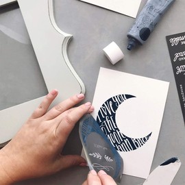 Mesh Adhesive Stencil | Angels & Moon | 2-Pack | Reusable Mesh Stencil for Painting, Chalk Paste Transfers, Chalk Stencils, Silk Screen Stencils, and More | A Makers’ Studio | 4.25x11