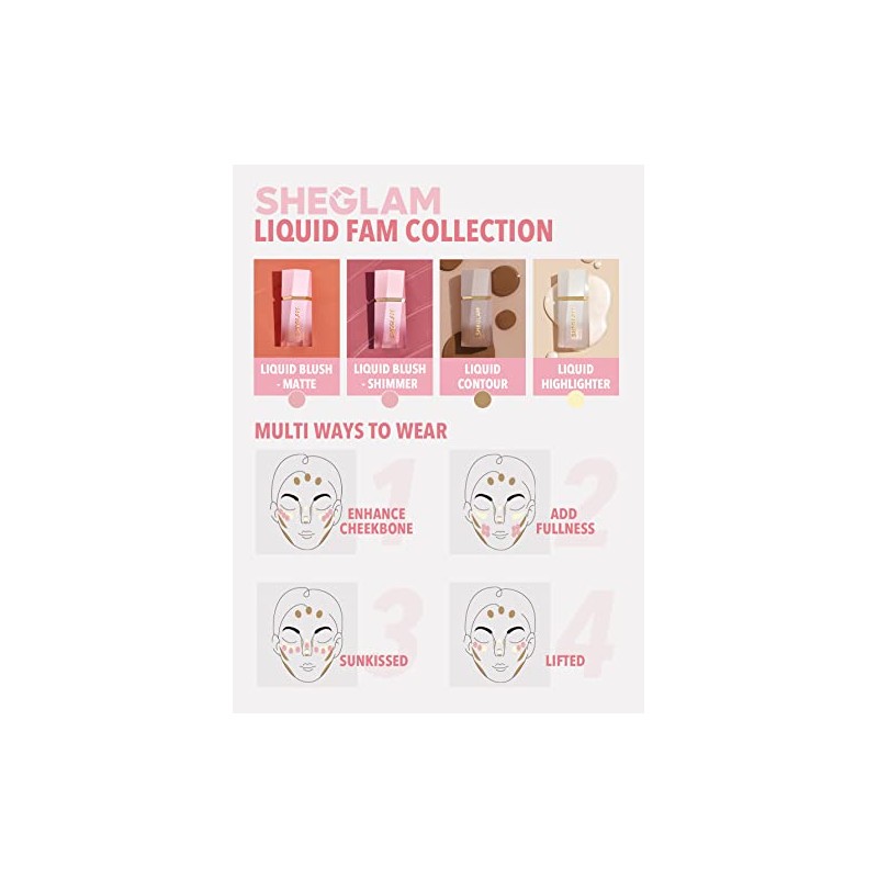 SHEGLAM Maquillaje con rubor líquido Color Bloom para mejillas con