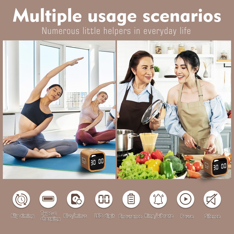 VEWINGL Cube Productivity Timer, 5/10/30/60 Min Presets + Custom Countdown,