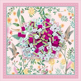 1-3/16" 30mm 4-Layer Engraved American Mahjong Set 160-Tile Heavyweight Magenta Fuchsia Hummingbird Spring Meadow MatColor: Pink mahjong mat