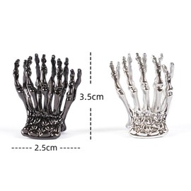 Metal Hair Claw Clips, Gothic Silver Barrettes Clamps, Scary Hair Accessories for Hallowe'en, Dress Up Party, Cosplay (s-silver&black)