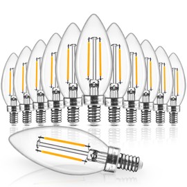 Hizashi E12 Candelabra Bulb 60 watt Equivalent, Dimmable Chandelier Light Bulbs Soft White 2700K, Candelabra Light Bulbs, B11 LED Candle Bulb, 90+CRI, 6W 550LM, UL Listed, 12 Pack