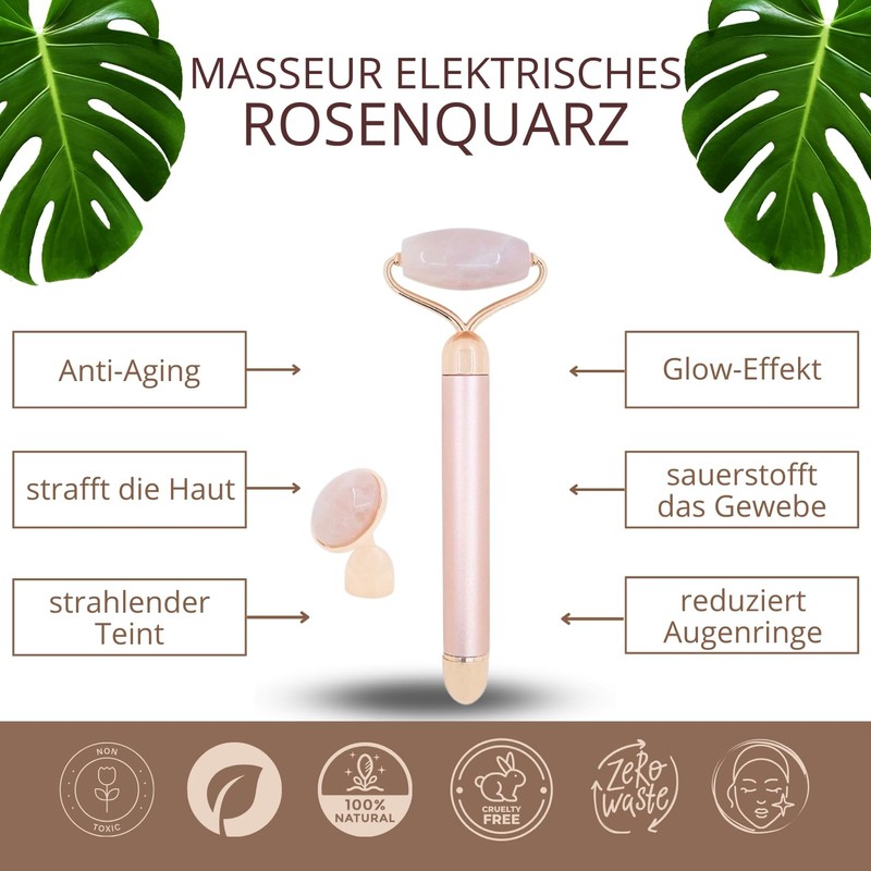 Masseur Face Roller Stone Quartz Electric Pink - Roller in