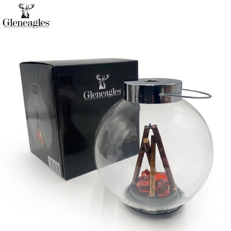 Cello Gleneagles Campfire LED Round Lantern, USB Powered, Realistic Flame