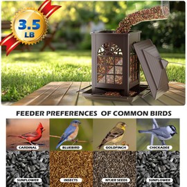 Birdream 2 Pack Bird Feeders for Outdoors Hanging - 7LB Total Capacity Classic Courtyard Design Fun Assembly Large Bird Feeder, Attracting Wild Birds Cardinals Goldfinches Sparrows - Brown