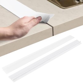 Pack of 2 Worktop Connecting Rail for Kitchens, Kitchen Top, Worktop Gap Filler, Joint Strip Worktop, End Strip, Kitchen Worktop Sealing Tape (White, 25 Inches)
