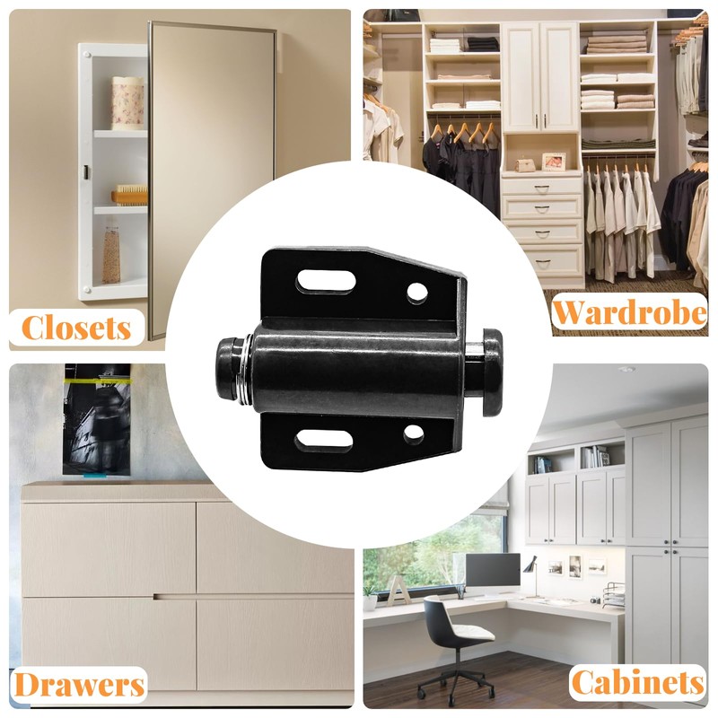 Kyuionty 2 Pack Cabinet Magnetic Touch Latch, Push to Open