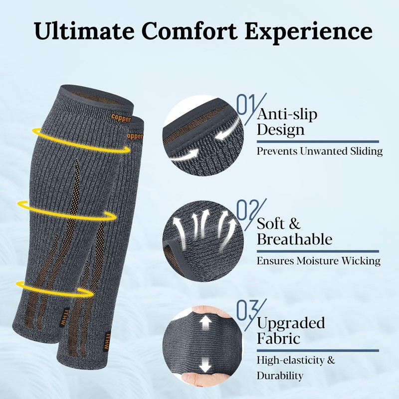 ITHW Copper Calf Compression Sleeve for Shin Splint Relief, Leg