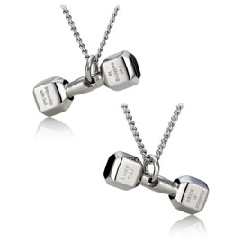Shields of Strength Women's Mini Dumbbell Necklace with Luke 1:37 Scripture – Christian Fitness Jewelry in Stainless Steel or Gold Plated